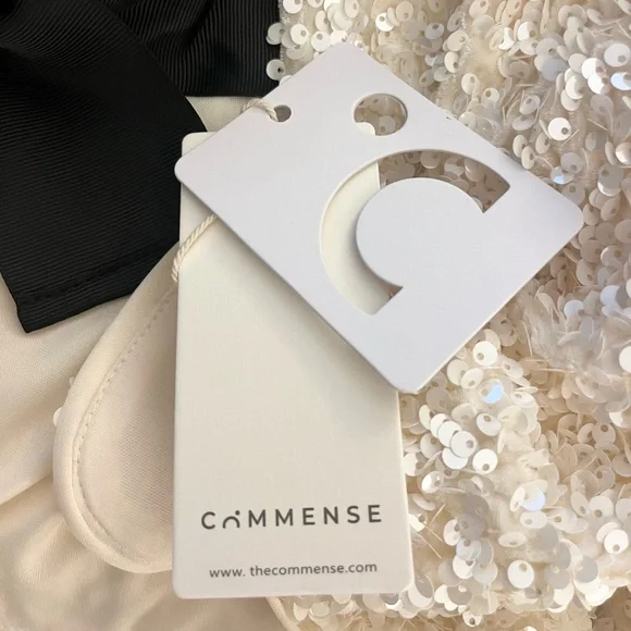 NWT Commense Cream Sequin Black Ribbon Bow Cardigan Jacket - Picture 11 of 14